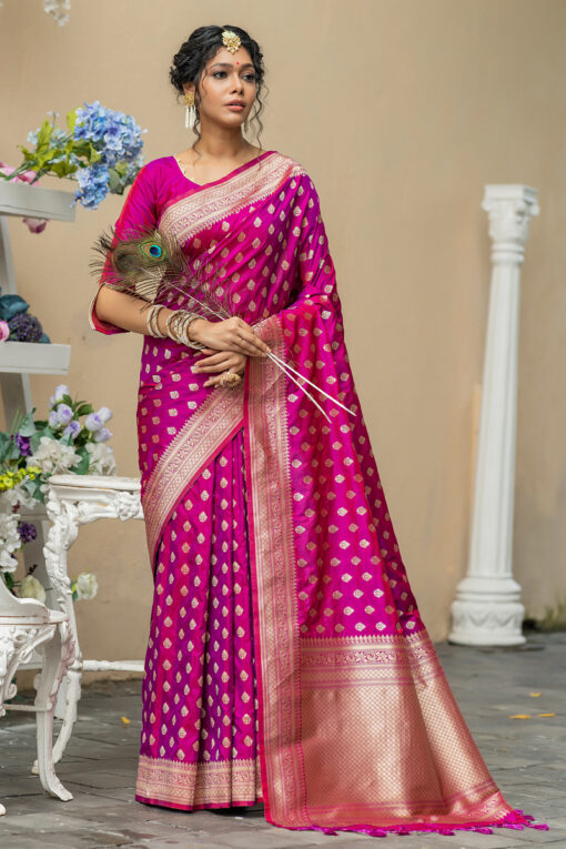 Magenta Color Trendy Banarasi Silk Saree