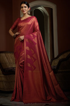 Riveting Silk Weaving Designs Saree In Pink Color