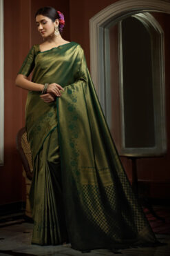 Amazing Green Silk Weaving Work Saree