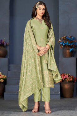 Sea Green Festive Wear Straight Cut Salwar Suit