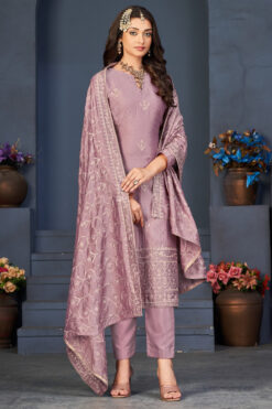 Lavender Color Vichitra Fabric Salwar Suit