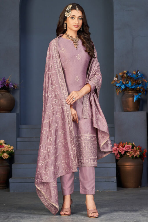 Lavender Color Vichitra Fabric Salwar Suit