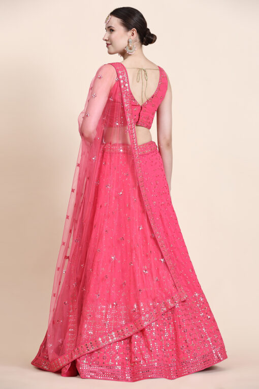 Pink Sequins Work Lehenga Choli In Georgette Fabric