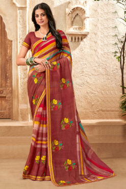 Multi Color Chiffon Festive Wear Saree