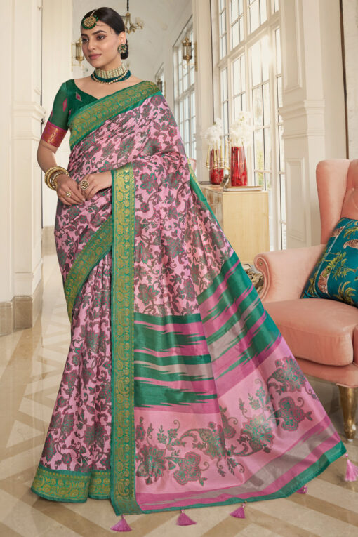 Pink Art Silk Designer Contemporary Saree