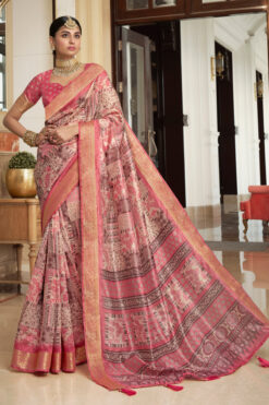 Pink Art Silk Contemporary Saree