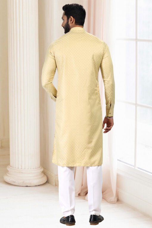 Yellow Color Designer Art Silk Kurta Pyjama Set For Men