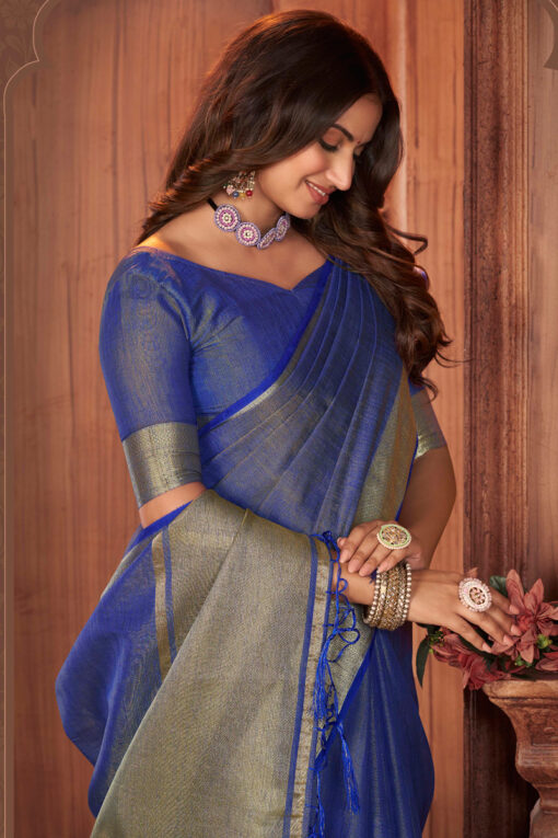 Blue Color Khadi Silk Astounding Saree