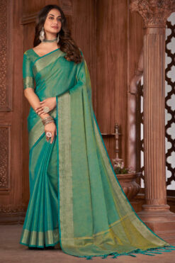 Sea Green Color Phenomenal Khadi Silk Saree