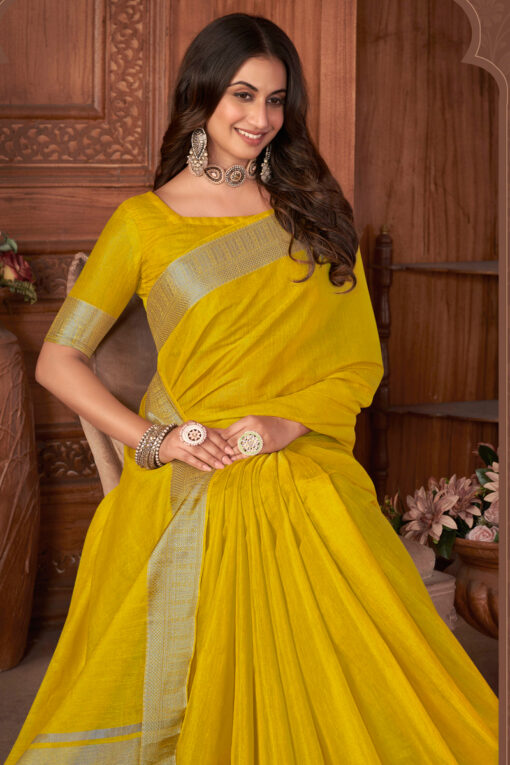 Yellow Color Khadi Silk Amazing Saree