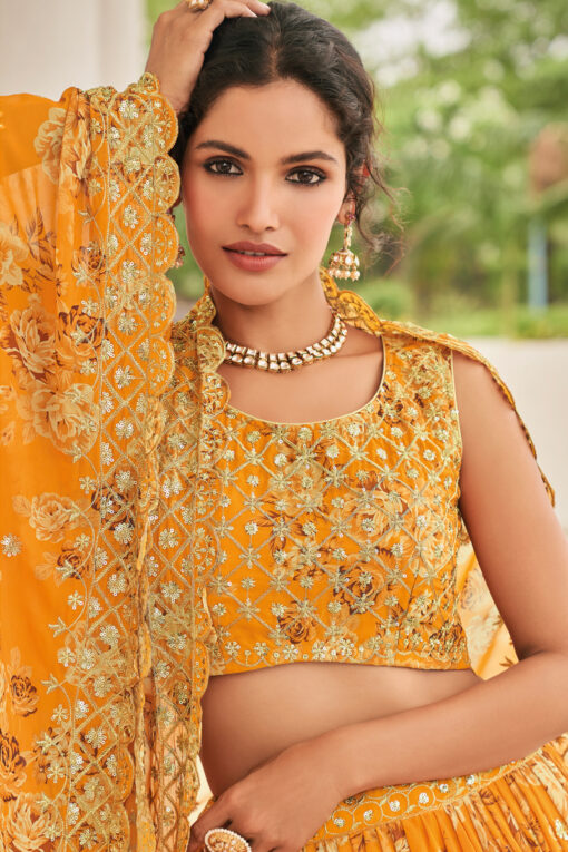 Vartika Singh Georgette Fabric Yellow Color Lehenga