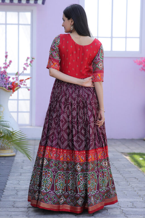 Art Silk Multi Color Patola Printed Gown