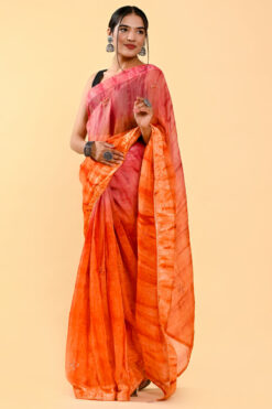 Pink And Orange Amazing Casual Cotton Saree