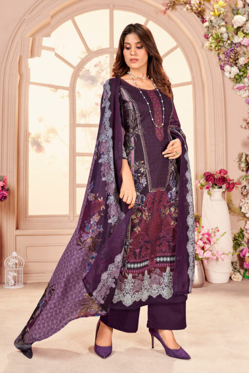 Cotton Light Weight Casual Salwar Suit In Purple Color