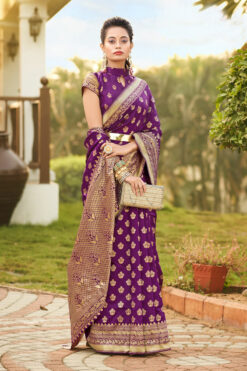 Engaging Purple Festive Wear Art Silk Saree