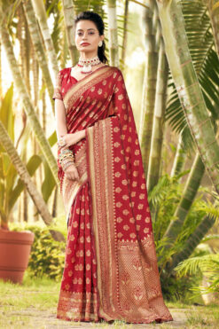 Beatific Red Festive Wear Art Silk Saree