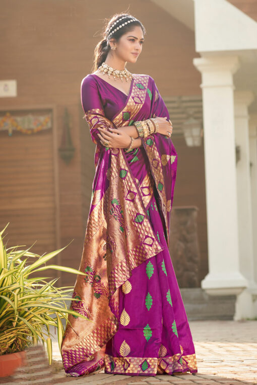 Dusky Purple Festive Wear Art Silk Saree
