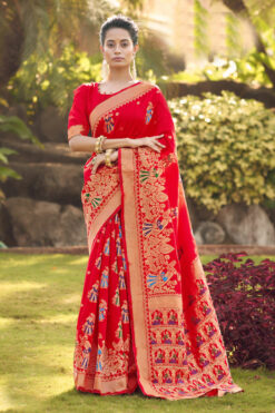 Amazing Festive Wear Red Art Silk Saree