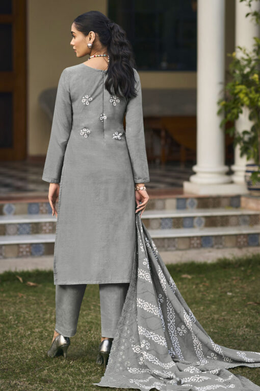 Intricate Fancy Fabric Grey Color Salwar Suit