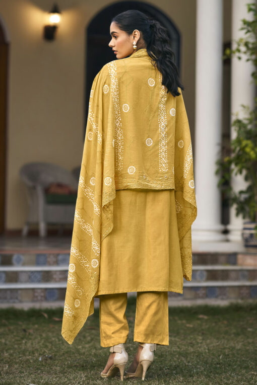 Mustard Color Engrossing Salwar Suit In Fancy Fabric