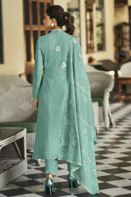 Riveting Embroidered Work Fancy Fabric Salwar Suit