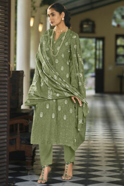 Olive Color Precious Embroidered Work Salwar Suit