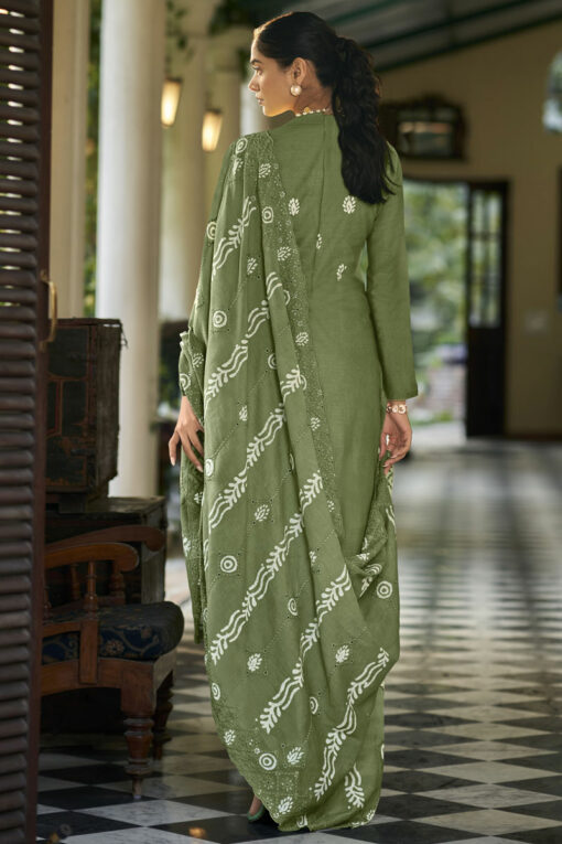Olive Color Precious Embroidered Work Salwar Suit