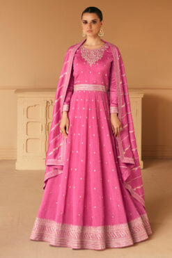 Eugeniya Belousova Silk Party Style Beatific Gown With Dupatta In Pink Color