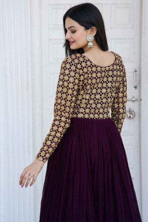 Wine Function Wear Captivating Readymade Georgette Gown