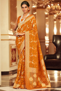 Appealing Chiffon Fabric Saree In Mustard Color