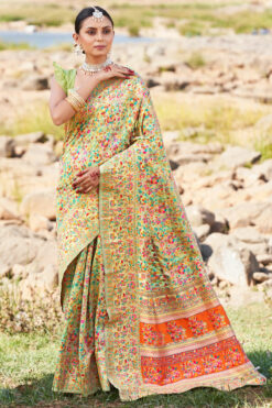 Enticing Green Color Festive Look Weaving Saree