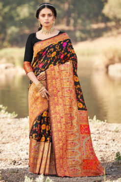 Ravishing Weaving Saree In Black Color