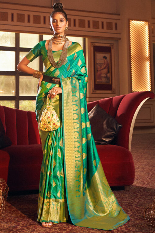 Imposing Art Silk Festive Saree In Green Color