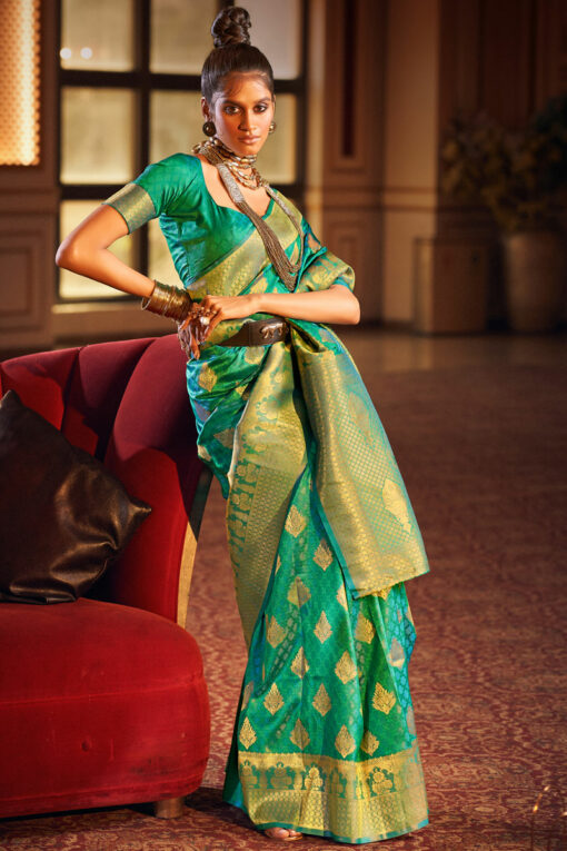 Imposing Art Silk Festive Saree In Green Color