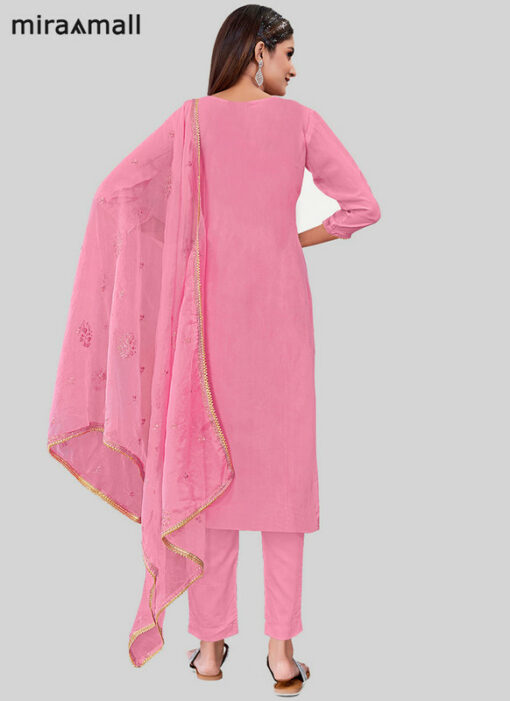 Pink Chanderi Silk Pant Style Salwar Kameez Miraamall