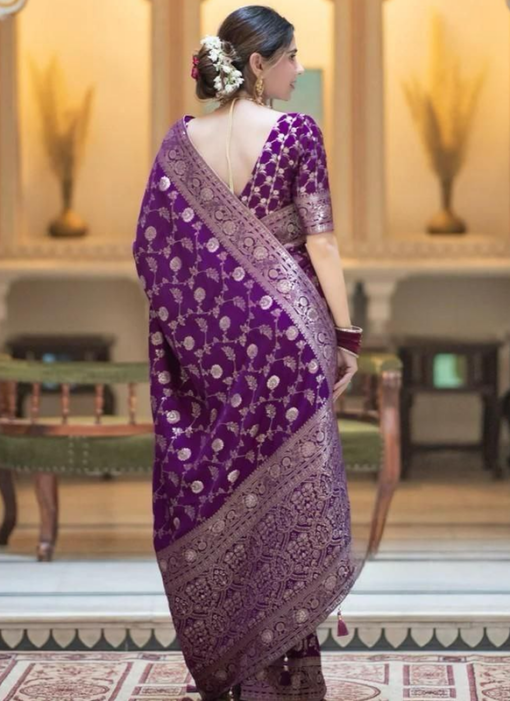 Traditional Function Wear Purple Banarasi Soft Silk Saree Miraamall