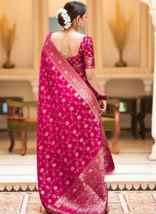 Traditional Function Wear Banarasi Soft Silk Pink Saree Miraamall