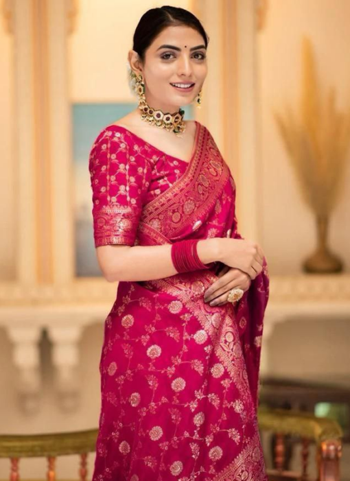 Traditional Function Wear Banarasi Soft Silk Pink Saree Miraamall