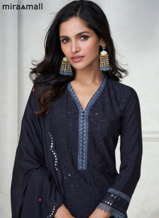 Navy Blue Designer Embroidered Work Salwar Suit Miraamall