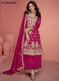 Pink Designer Embroidered Work Silk Salwar Suit Miraamall
