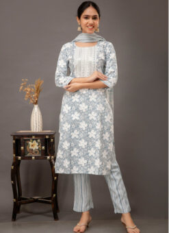 Grey Rayon Cotton Digital Printed Salwar Suit Miraamall