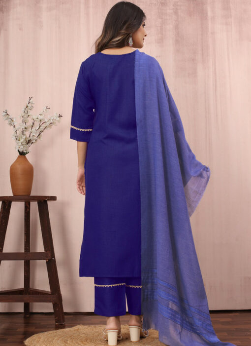 Royal Blue Party Wear Slub Cotton Salwar Suit Miraamall