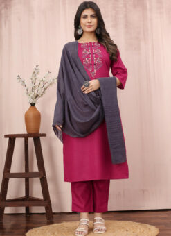Pink Party Wear Slub Cotton Salwar Suit Miraamall