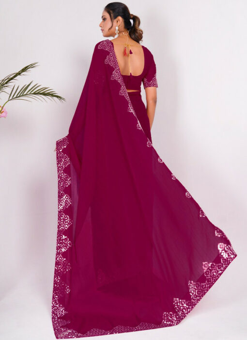 Pink Designer Party Wear Silk Saree Miraamall
