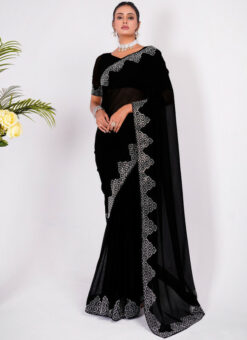Black Designer Party Wear Silk Saree Miraamall
