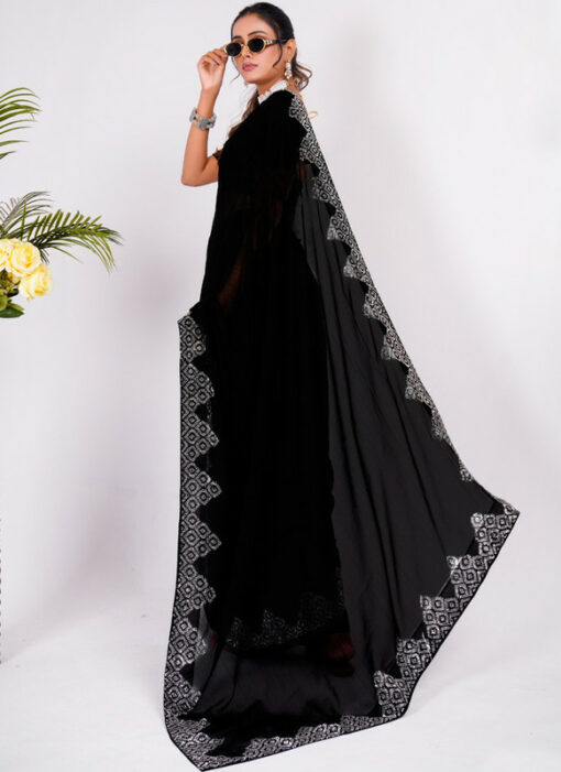 Black Designer Party Wear Silk Saree Miraamall