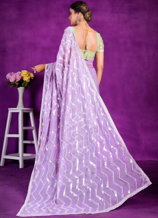 Lavender Shimer Party Wear Designer Saree Miraamall