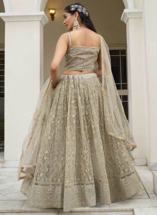 Ivory Designer Wedding Wear Net Lehenga Choli